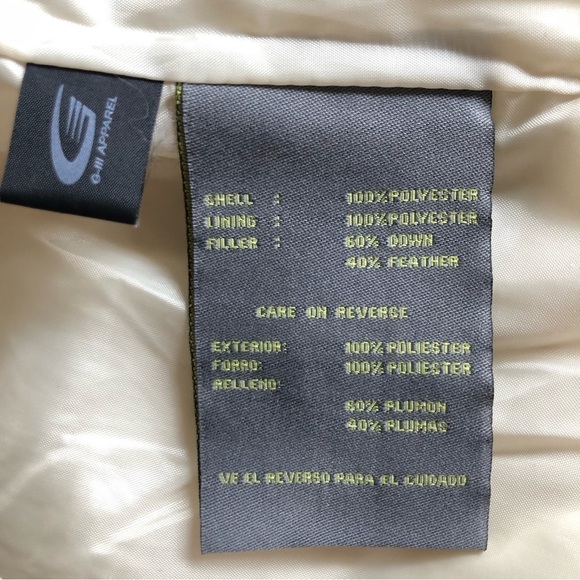 Kenneth Cole Reaction Womens Cream Chevron Quilted Down Feather Puffer Jacket L - Picture 9 of 14